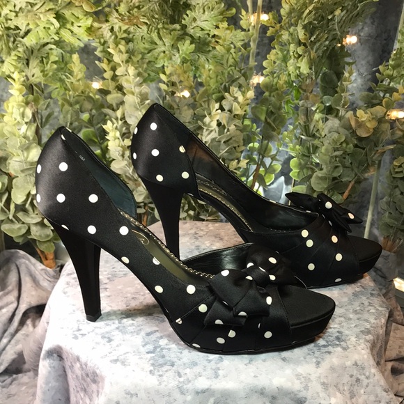 Michael Angelo Shoes - Michael Angelo Dottie Black Satin Open Toe 4.5” Heels Women’s Size 9M✨NEW✨